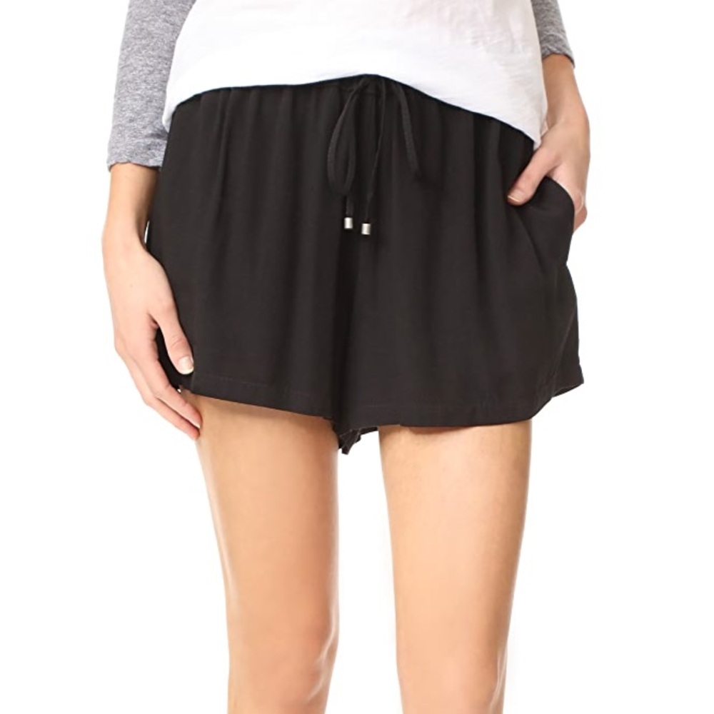 Black Splendid Rayon Drawstring Shorts